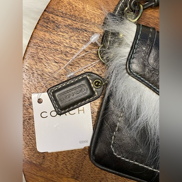 COACH Brown Leather & Shearling SOHO Wristlet